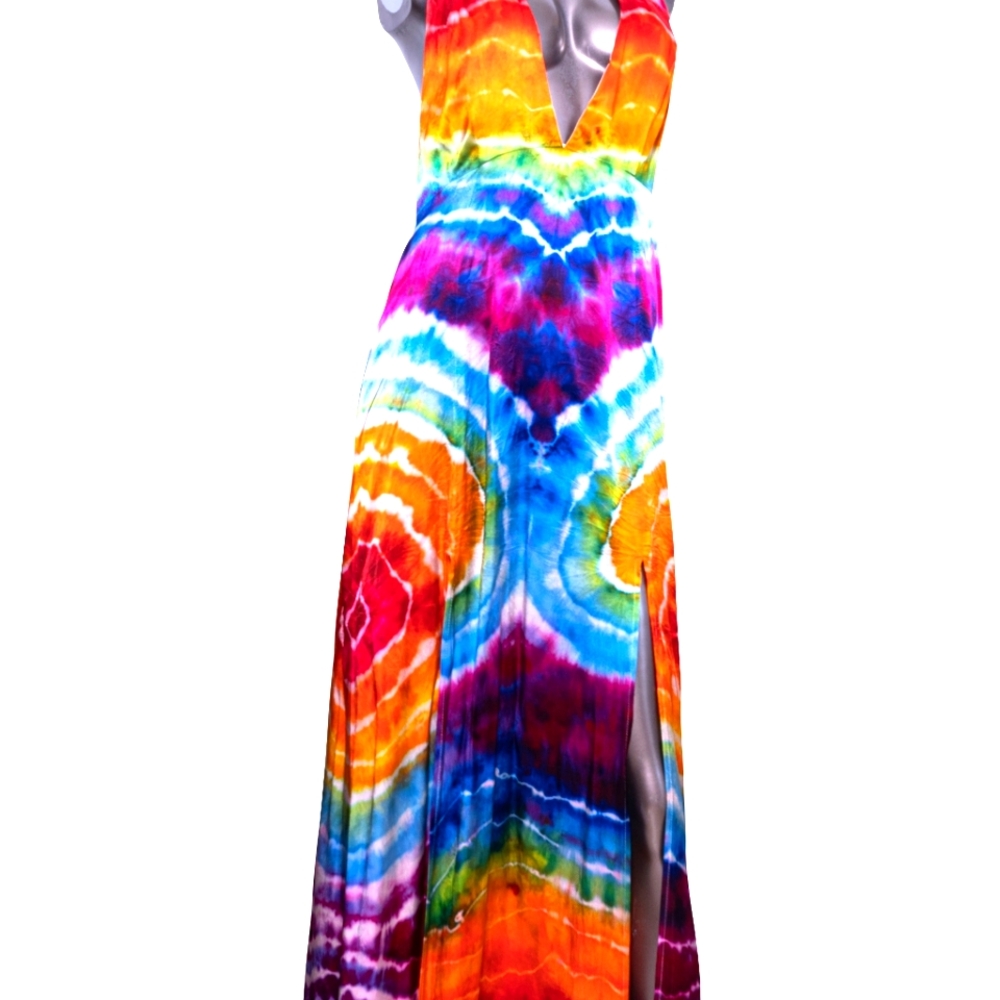 Backless halter dress  tie dye